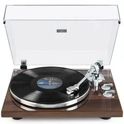 Produktbild: Plattenspieler mit Riemenantrieb Bluetooth Vinyl-Schallplattenspieler 2 Geschwindigkeiten 33 oder 45 U/min mit Phono Vorverstärker Magnetkartusche und Gegengewicht Drahtlose Ausgangskonnektivität