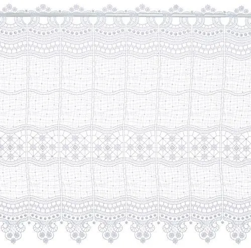 Produktbild: Plauener Spitze by Modespitze, Store Bistro Gardine Scheibengardine mit Stangendurchzug, hochwertige Stickerei, Höhe 58 cm, Breite 96 cm, Weiß
