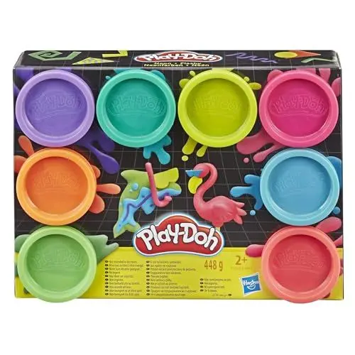 Produktbild: Play-Doh Neon Pack 8 x 56g Dosen, Bastel-Set mit hochwertiger Knete in 8 knalligen Farben, fördert Feinmotorik, kreatives Spielen ab 2 Jahren
