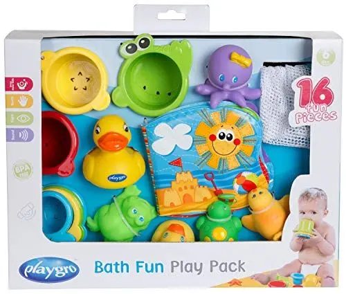 Produktbild: Playgro Badespielzeug-Set, 16-teilig, Ab 6 Monaten, BPA-frei, Badespielzeug Geschenkset, 40115