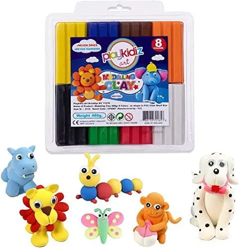 Produktbild: Playkidiz Polymer Kit mit Werkzeugen - Polymer Knetmasse Starter Set Werkzeuge und Zubehör, DIY Educational Moulding, Backofen Moulding Clay, Best Home Sets Geschenk für Kinder - Helle Farbe