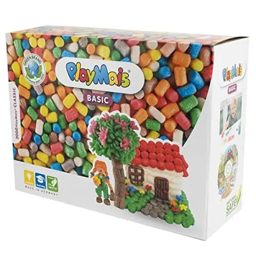 Produktbild: Playmais BASIC XL Bastel-Set für Kinder ab 3 Jahren | Über 2000 Stück zum Basteln | Natürliches Spielzeug | Fördert Kreativität & Motorik | Geschenk für Mädchen & Jungen | MADE IN GERMANY