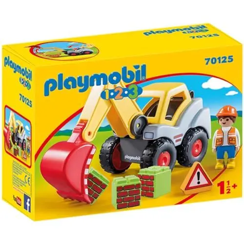 Produktbild: PLAYMOBIL 1.2.3. 70125 Schaufelbagger mit Anhängerkupplung, Empfohlen ab 1,5 Jahren