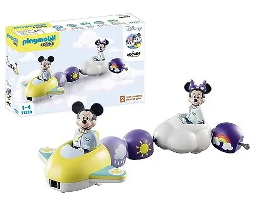Produktbild: PLAYMOBIL 1.2.3 & Disney 71320 Mickys & Minnies Wolkenflug, Micky Maus, Lernspielzeug für Kleinkinder, Spielzeug für Kinder ab 12 Monaten