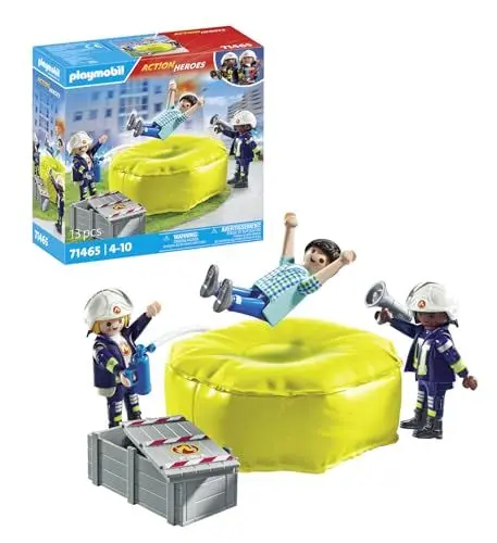 Produktbild: PLAYMOBIL Action Heroes 71465 Feuerwehrleute mit Luftkissen, Lebensretter im Einsatz, mit zahlreichen Extras wie Helmen, Megafon und Feuerlöscher, detailreiches Spielzeug für Kinder ab 4 Jahren