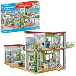 Produktbild: PLAYMOBIL Action Heroes 71615 Modernes Krankenhaus, mit Vier Figuren, medizinischen Geräten und Accessoires, zu über 80 % aus recycelten und biobasierten Materialien, Spielzeug für Kinder ab 4 Jahren