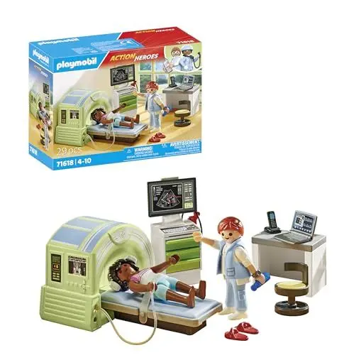 Produktbild: PLAYMOBIL Action Heroes 71618 MRT mit Patient, realistische Untersuchung beim Radiologen, zu über 80 % aus recycelten und biobasierten Materialien, detailreiches Spielzeug für Kinder ab 4 Jahren