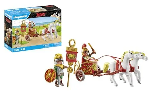 Produktbild: PLAYMOBIL Asterix 71543 Römischer Streitwagen, Reise durch das Land, inklusive Abnehmbarer Helme, Armreifen und Umhang, detailreiches Spielzeug für Kinder ab 5 Jahren