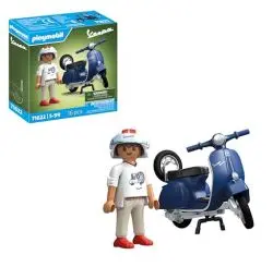 Produktbild: PLAYMOBIL Cars 71622 1969 Vespa 150 Sprint Veloce, Blau, originalgetreues Modell für Sammler und Fans, inklusive vielseitigem Zubehör und abnehmbaren Ersatzrad