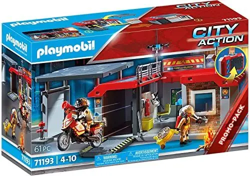 Produktbild: PLAYMOBIL City Action 71193 Mitnehm-Feuerwehrstation mit Feuerwehr-Motorrad, Aufklappbare Spielbox mit Griff, Mitnehm-Spielzeug, Spielzeug für Kinder ab 4 Jahren