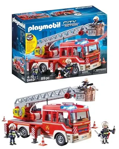 Produktbild: PLAYMOBIL City Action 9463 Feuerwehr-Leiterfahrzeug mit Licht und Sound, Ab 5 Jahren