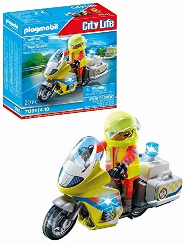 Produktbild: PLAYMOBIL City Life 71205 Notarzt-Motorrad mit Blinklicht, Spielzeug für Kinder ab 4 Jahren
