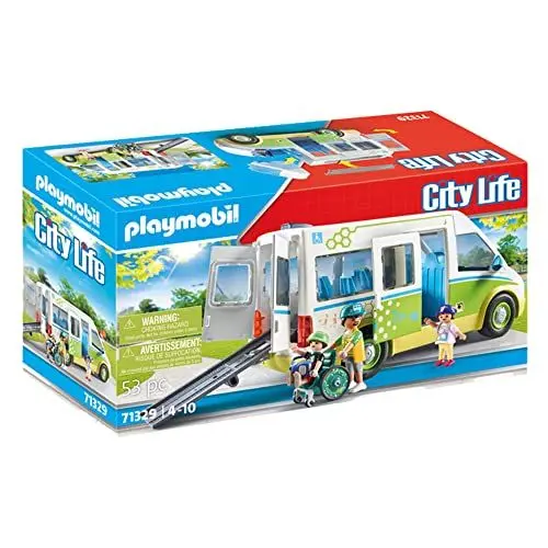 Produktbild: PLAYMOBIL City Life 71329 Schulbus, Großer Schulbus mit Schiebetür, Faltbare Rampe für den Rollstuhl und Platz für 5 Figuren, Spielzeug für Kinder ab 4 Jahren
