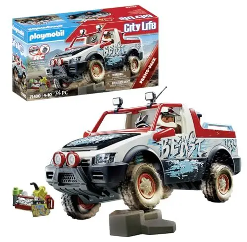 Produktbild: PLAYMOBIL City Life 71430 RC-Fahrzeuge Rally-Car, Offroad-Pickup für aufregende Abenteuer, mit beweglicher Achse und ausziehbarer Auffahrrampe, Spielzeug für Kinder ab 4 Jahren