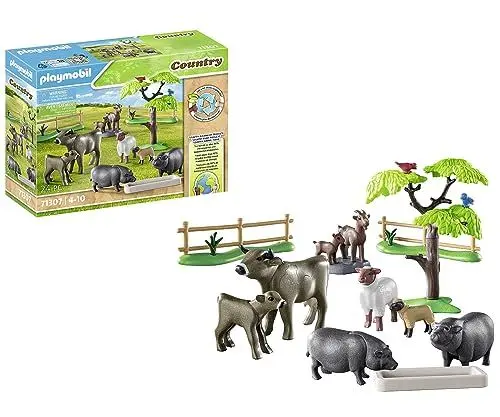 Produktbild: PLAYMOBIL Country 71307 Bauernhoftiere, mit liebevoll gestalteten Hoftieren wie Kuh, Ziege, Schaf und Hängebauchschwein, Spielzeug für Kinder ab 4 Jahren