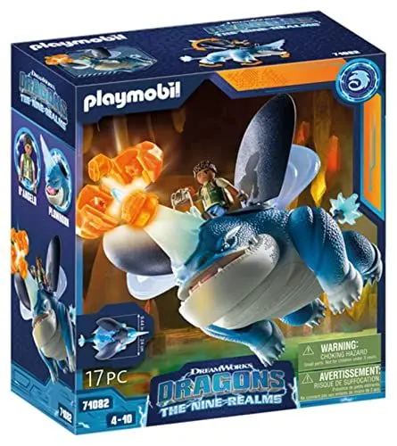 Produktbild: PLAYMOBIL DreamWorks Dragons 71082 Dragons: The Nine Realms - Plowhorn & D'Angelo, Dragons-Figur und Spielzeug-Drache mit Hörnern, Spielzeug für Kinder ab 4 Jahren