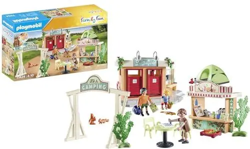 Produktbild: PLAYMOBIL Family Fun 71424 Campingplatz, Camping, Urlaub in der Natur mit Zelt, Küche und Sanitärgebäude, aufregendes Campingabenteuer mit der Familie, Spielzeug für Kinder ab 4 Jahren