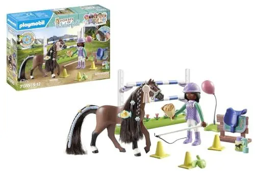 Produktbild: PLAYMOBIL Horses of Waterfall 71355 Zoe & Blaze mit Turnierparcours, intensives Training für die Meisterschaft, mit zahlreichem Zubehör und Belohnungen, nachhaltiges Spielzeug für Kinder ab 5 Jahren