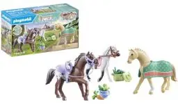 Produktbild: PLAYMOBIL Horses of Waterfall 71356 3 Pferde: Morgan, Quarter Horse & Shagya Araber, Tierisches Trio für spannende Reitabenteuer, nachhaltiges Spielzeug für Kinder ab 5 Jahren