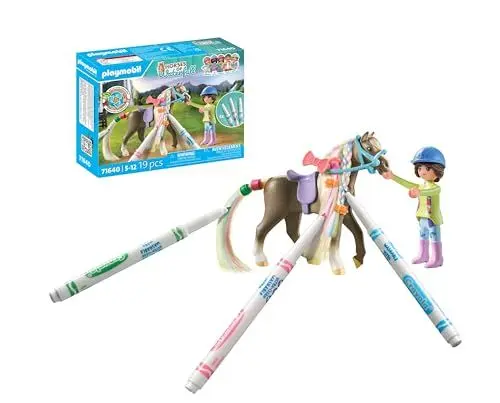 Produktbild: PLAYMOBIL Horses of Waterfall 71640 Kreativset mit Pferd und Stiften, inklusive Einer Figur, einem Pferd und DREI Crayola Stiften, künstlerisches Spielzeug für Kinder ab 5 Jahren