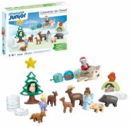Produktbild: PLAYMOBIL JUNIOR | nachhaltiger Adventskalender für Kinder ab 1 Jahr | Schneeweihnacht | aus über 90% biobasiertem Kunststoff für sicheres Spielen | 70297