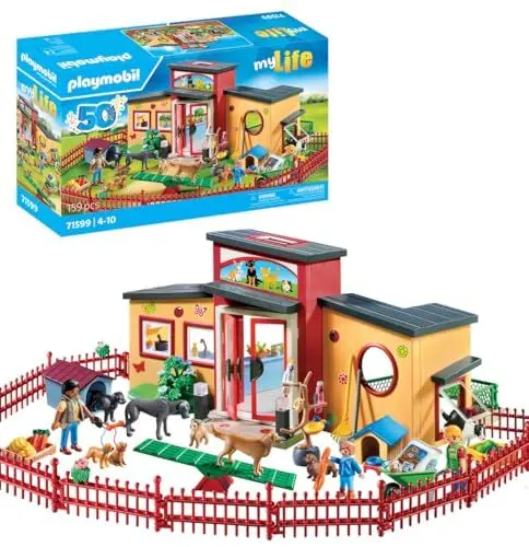 Produktbild: PLAYMOBIL MyLife 71599 Tierhotel 'Pfötchen', große Pension mit 10 Tieren, tollem Pflegezubehör und süßen Dekostickern, detailreiches Spielzeug für Kinder ab 4 Jahren