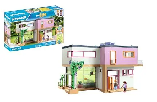 Produktbild: PLAYMOBIL MyLife 71607 Wohnhaus mit Wintergarten, inklusive Zwei Figuren und einem Stickerbogen, zu über 80% aus recycelten und biobasierten Materialien, vielfältiges Spielzeug für Kinder ab 4 Jahren