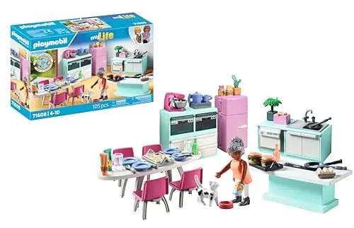 Produktbild: PLAYMOBIL MyLife 71608 Küche mit Essplatz, vollausgestattete Küche für detailgetreues Nachspielen, zu über 80 % aus recycelten und biobasierten Materialien, kreatives Spielzeug für Kinder ab 4 Jahren