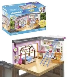 Produktbild: PLAYMOBIL MyLife 71610 Kinderzimmer, inklusive Einer Mädchenfigur und einem Stickerbogen, zu über 80 % aus recycelten und biobasierten Materialien, vielfältiges Spielzeug für Kinder ab 4 Jahren