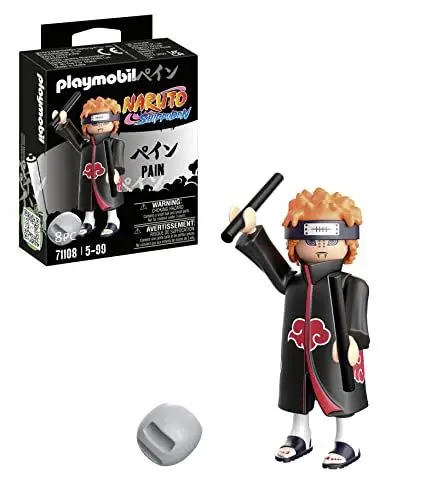 Produktbild: PLAYMOBIL Naruto 71108 Pain mit roten Haaren, Stirnband, Chakra Stangen und Stein, kreativer Spielspaß für Animefans mit tollen Details und authentischen Extras, ab 5 Jahren