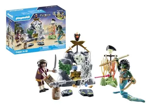 Produktbild: PLAYMOBIL Pirates 71420 Schatzsuche, auf der Suche nach dem Kristallschädel, aufregende Unterwasserwelt mit Pirat und Muränenmann, Spielzeug für Kinder ab 4 Jahren