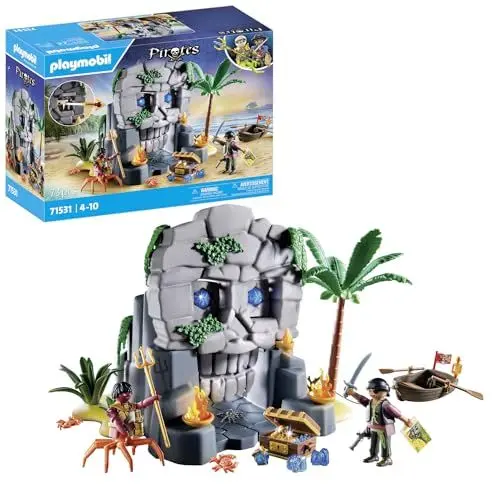 Produktbild: PLAYMOBIL Pirates 71531 Totenkopfinsel, spannungsgeladenes Abenteuer auf der Kristallschädel-Insel, inklusive Piratenfigur und gefährlichem Krabbenmann, detailreiches Spielzeug für Kinder ab 4 Jahren
