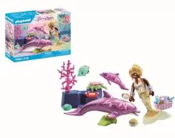 Produktbild: PLAYMOBIL Princess Magic 71501 Meerjungfrau mit Delfinen, liebevolle Pflege der Delfinmama und ihres Babys, mit vielseitigem Zubehör, detailreiches Spielzeug für Kinder ab 4 Jahren