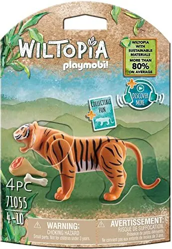 Produktbild: PLAYMOBIL WILTOPIA 71055 Tiger aus nachhaltigem Material inklusive vielen Zubehör und Tier-Sammelkarte mit QR-Code und spannenden Audio-Content, ab 4 Jahren, Multi