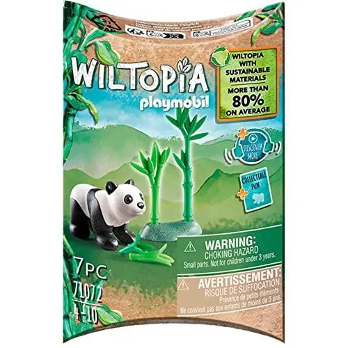 Produktbild: PLAYMOBIL WILTOPIA 71072 Junger Panda aus nachhaltigem Material inklusive vielen Zubehör und Tier-Sammelkarte mit QR-Code und spannenden Audio-Content, ab 4 Jahren