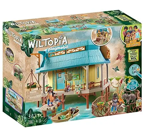 Produktbild: PLAYMOBIL Wiltopia 71007 Tierpflegestation mit Halterungen zum befestigen von Booten und schwimmfähigem Ruderboot, Empfohlen ab 4 Jahren