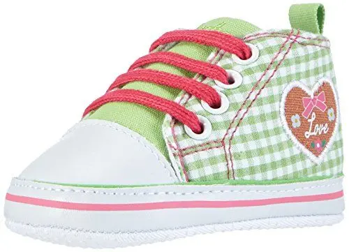 Produktbild: Playshoes Jungen Unisex Kinder Baby Turnschuhe, Sneaker Herzchen Love Krabbel-& Hausschuhe, Grün, 17 EU