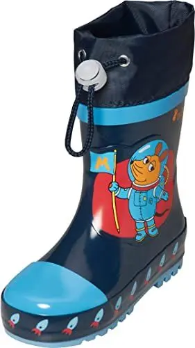 Produktbild: Playshoes Kinder Gummistiefel aus Naturkautschuk, trendige Unisex Regenstiefel mit Reflektoren, Die Maus Weltraum, 30/31 EU