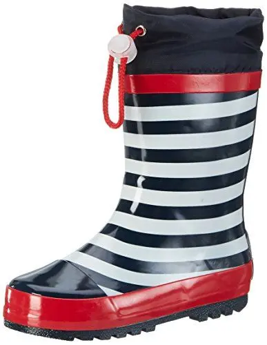 Produktbild: Playshoes Kinder Gummistiefel aus Naturkautschuk, trendige Unisex Regenstiefel mit Reflektoren, Maritim, 34/35 EU