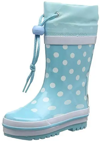 Produktbild: Playshoes Kinder Gummistiefel aus Naturkautschuk, trendige Unisex Regenstiefel mit Reflektoren, Türkis Punkte, 34/35 EU