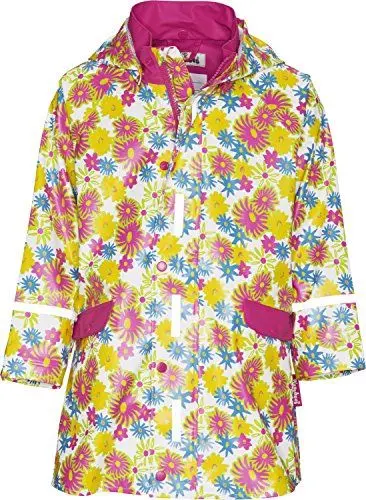 Produktbild: Playshoes Mädchen Regenjacke Blumendruck Regenmantel, Mehrfarbig (Weiß 1), 98