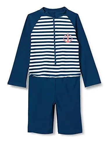 Produktbild: Playshoes UV-Schutz Einteiler Unisex Kinder Badeanzug Schwimmanzug Badebekleidung, Maritim Langarm, 98/104