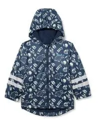 Produktbild: Playshoes Unisex Kinder Fleece-futter Regenmantel Regenjacke Regenbekleidung, Marine Waldtiere, 80 EU