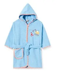 Produktbild: Playshoes Unisex Kinder Frottee-bademantel Morgenmantel, Bagger, 110-116 EU