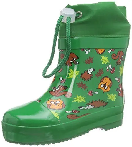 Produktbild: Playshoes Unisex Kinder Gummistiefel Halbschaft gefüttert Regenstiefel, grün Waldtiere, 24 EU