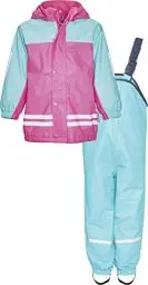 Produktbild: Playshoes Unisex Kinder Regen-anzug Mit Fleece-futter Warmer Wasserdichter Matschanzug Regenbekleidung, Türkis, 116 EU