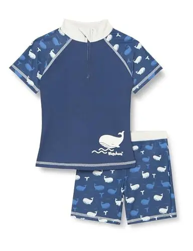 Produktbild: Playshoes Unisex Kinder UV-Schutz Bade-Set zweiteilig Schwimmshirt Badeshorts Badebekleidung, Wal, 122/128