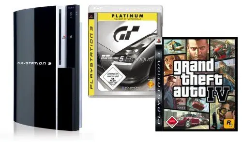 Produktbild: PlayStation 3 - Konsole 80 GB inkl. Dual Shock 3 Wireless Controller + Grand Theft Auto IV + Gran Turismo 5 Prologue
