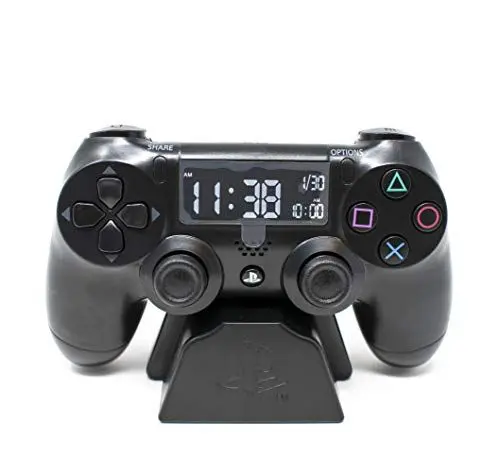 Produktbild: Klassischer PlayStation Controller Wecker - Offiziell lizenziert, LCD mit Hintergrundbeleuchtung, Steuerung per D-Pad & Tasten, Cooles Geschenk, Schwarz