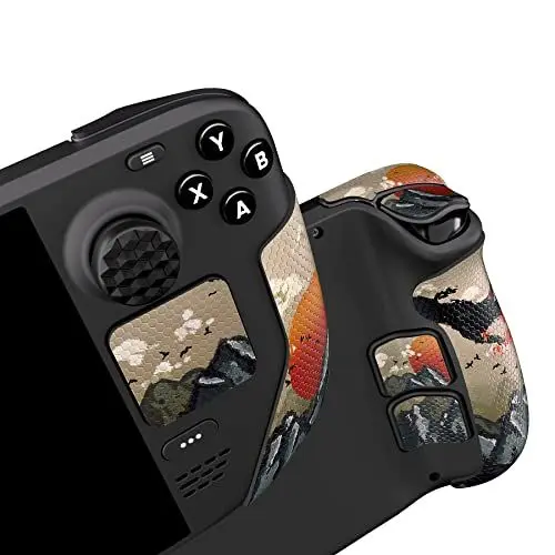 Produktbild: playvital Anti-Rutsche Griffmatte für Steam Deck LCD, Trackpads Matte Grip Pad Rückseite Tasten Pads Skin Sticker Set für Steam Deck OLED mit Thumbstick Kappen-Honigwabenstruktur Sonnenaufgang